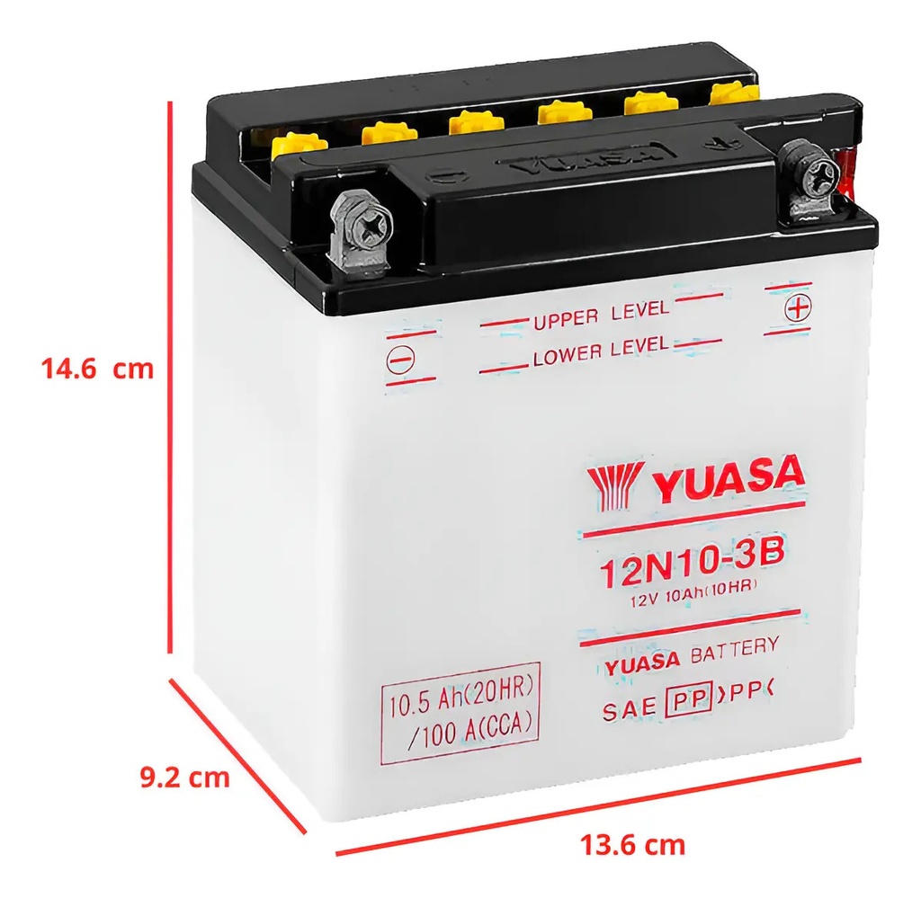 Batería Yuasa 12n10-3b Moto Cuatriciclo Rpm Negro Único