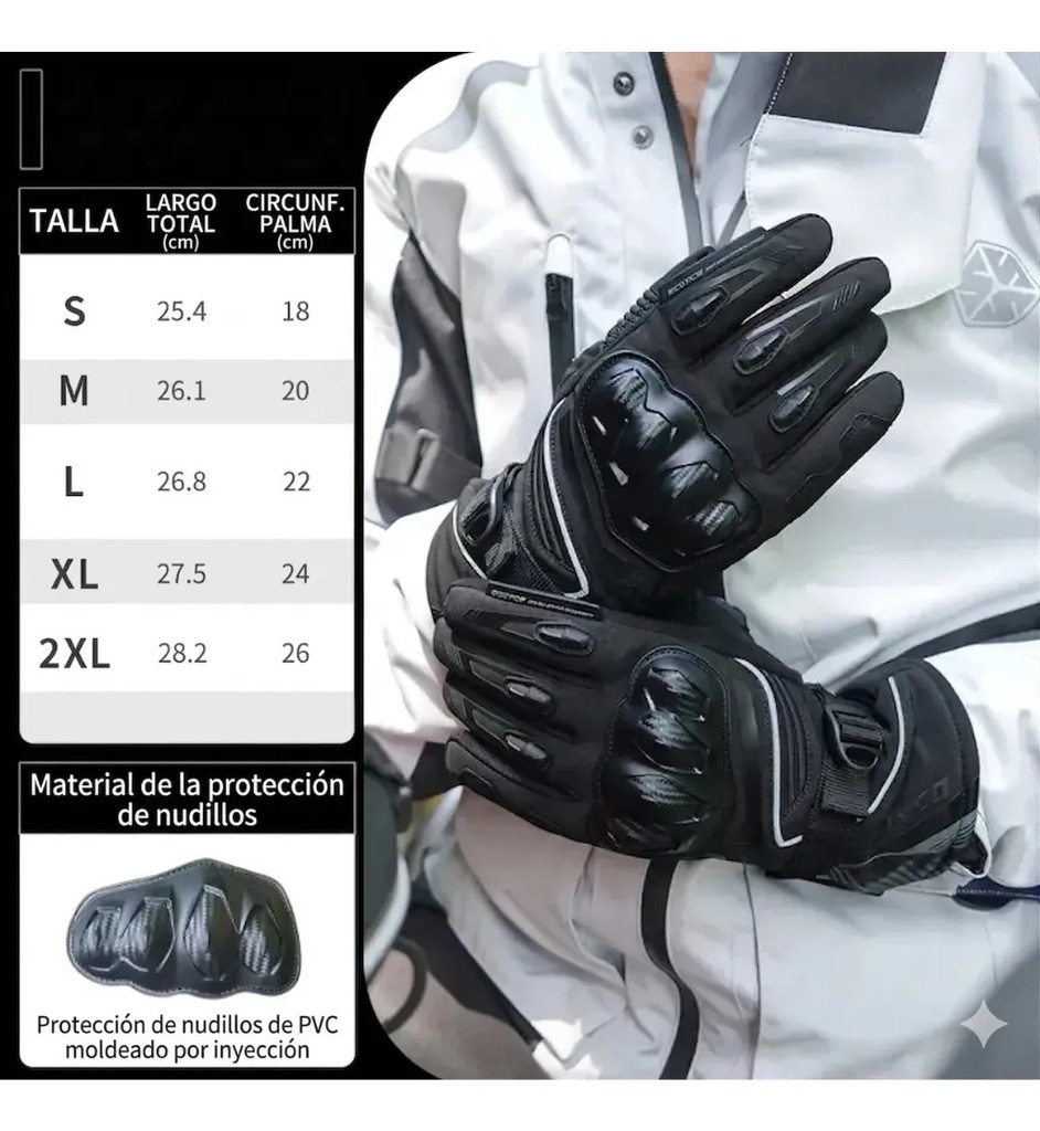 Guantes Moto Invierno Scoyco Mc164 Protecciónes Impermeable Negro Xl