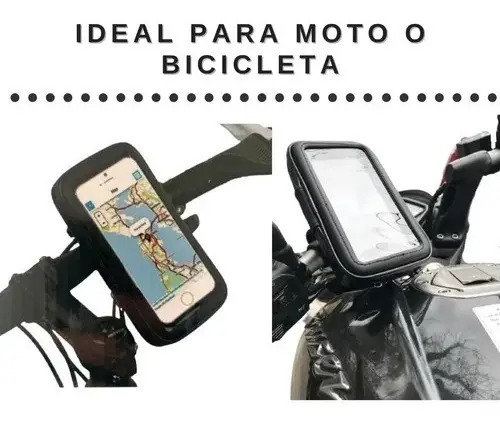 Porta Celular Gps Con Soporte Moto Bicicleta Impermeable Rpm Negro