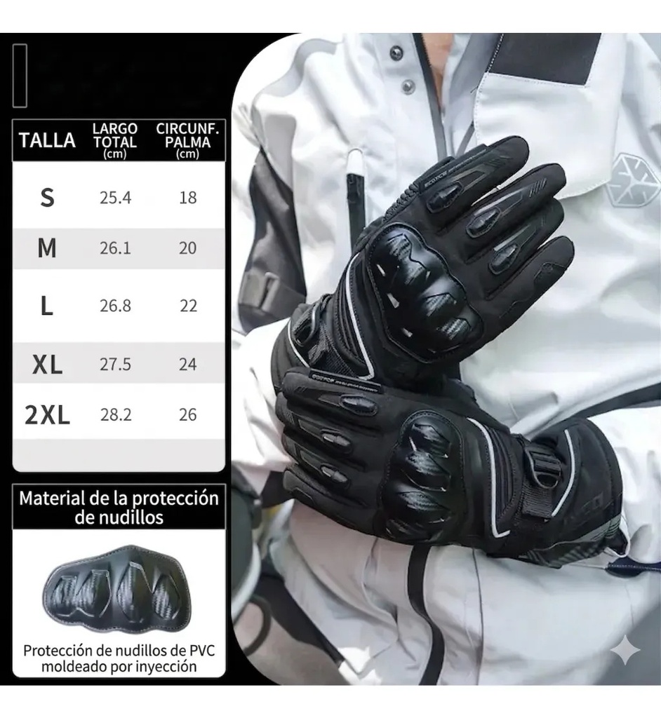 Guantes Moto Invierno Scoyco Mc164 Protecciónes Impermeable Negro L