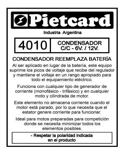 Emulador Reemplaza Bateria Karting Motos Pietcard 4010