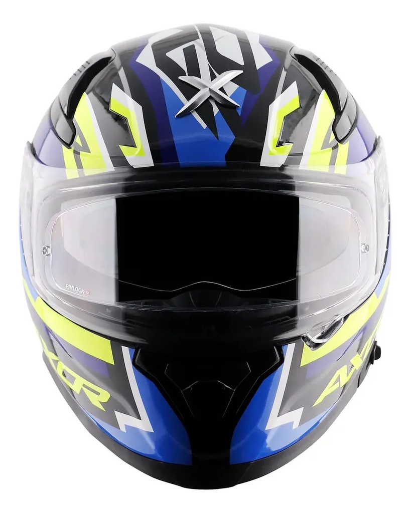 Casco Moto Integral Axor Apex Doble Visor Rpm Negro/azul Streak Brillante M