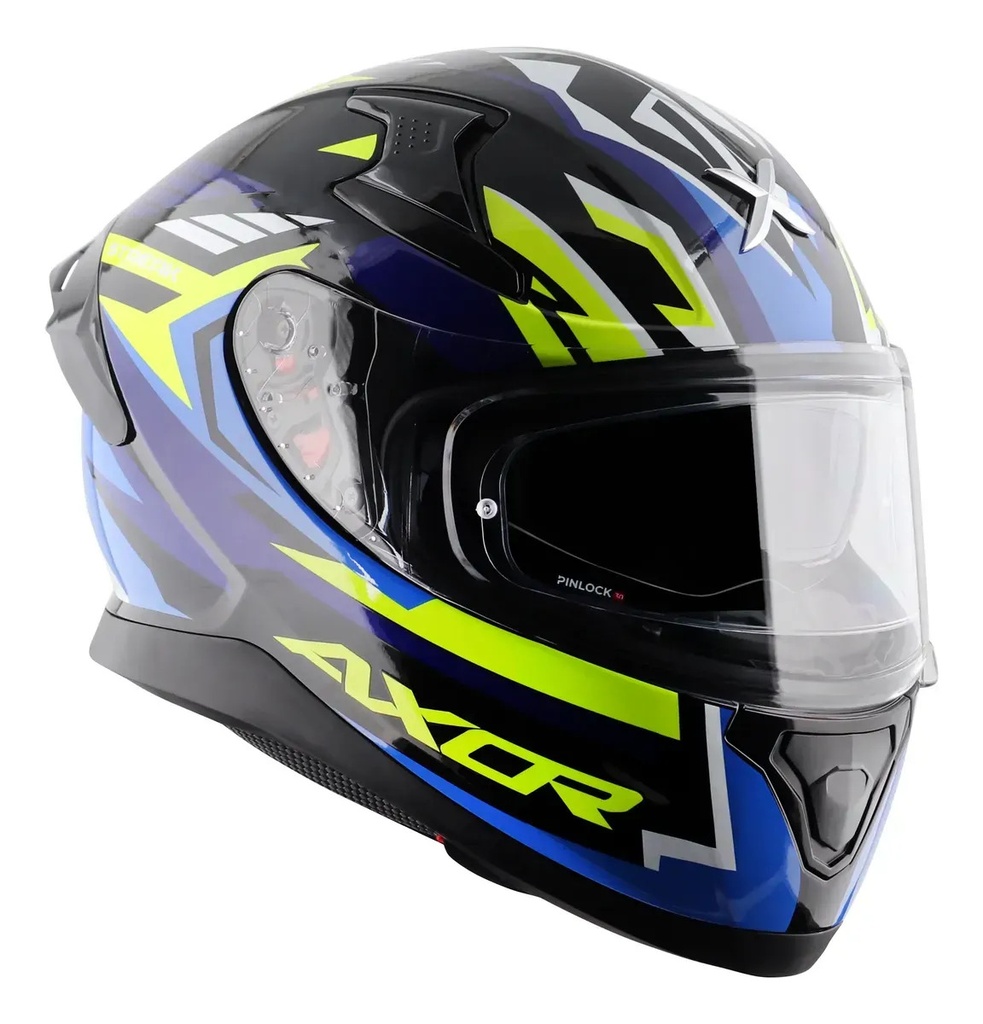 Casco Moto Integral Axor Apex Doble Visor Rpm Negro/azul Streak Brillante M