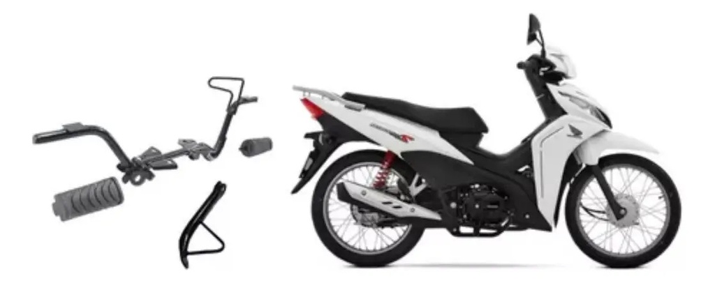 Barra Posa Pie Muleta Y Pedalines Honda New Wave 110 Rpm Negro