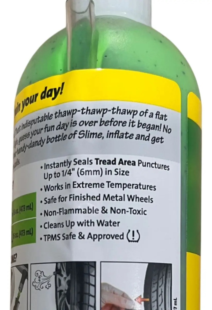 Sellador Para Llantas Sin Camara Slime Made In Usa 16 Oz Rpm
