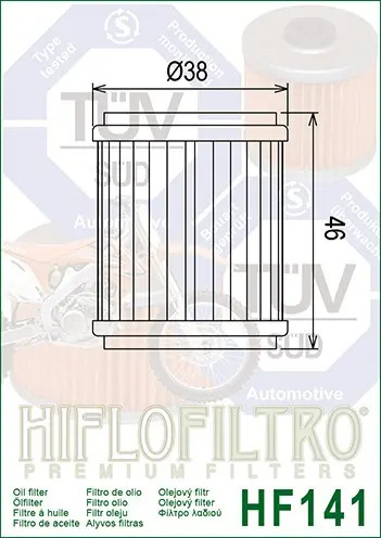 Filtro De Aceite Yzf 250 450 Ybr 250 Yfz Hiflo Hf 141 *