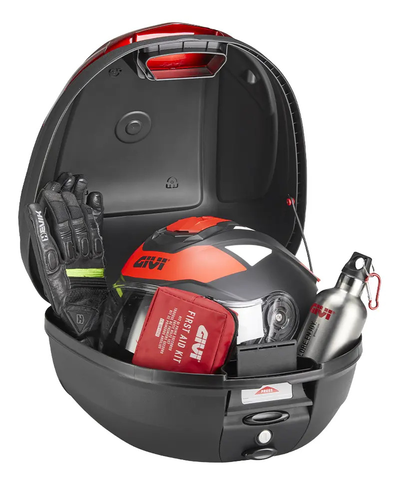 Baúl Trasero Givi E300n 30 Litros Monolock 1 Casco Rpm Negro/rojo