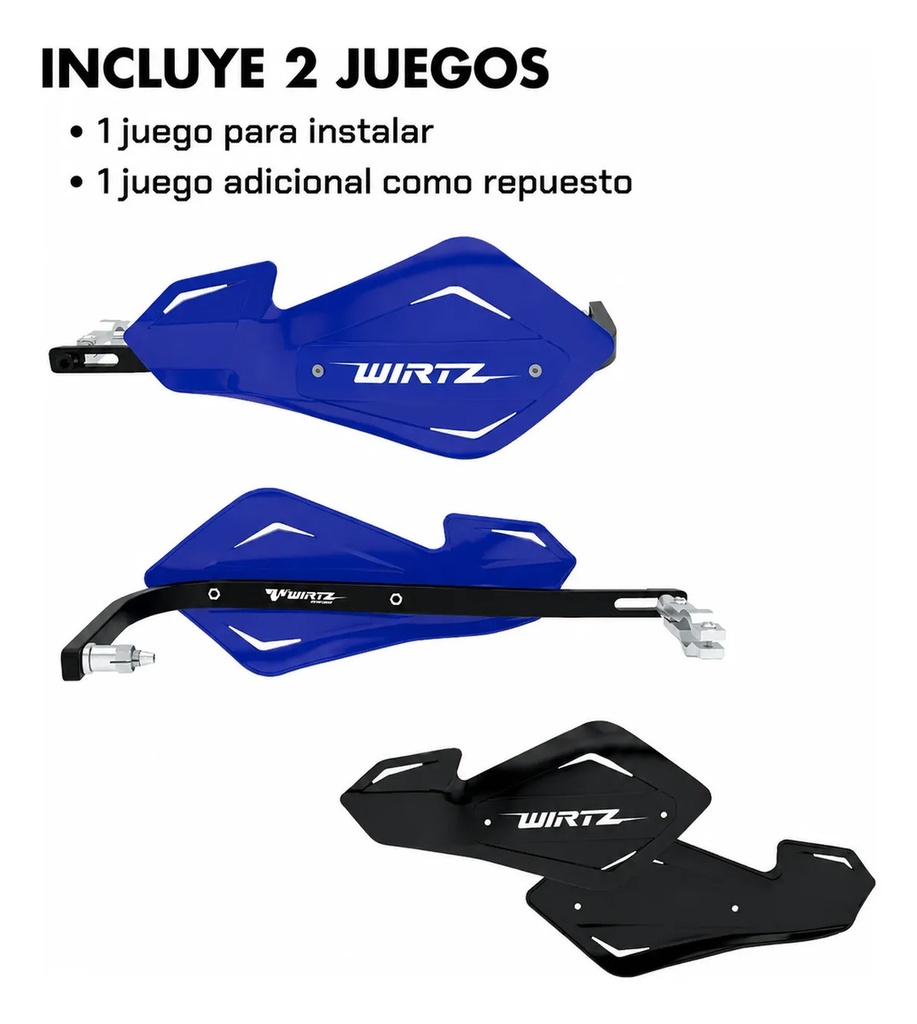 Cubre Manos Shock Metal Alma Aluminio Wirtz Azul Y Negro Rpm Izquierdo/derecho