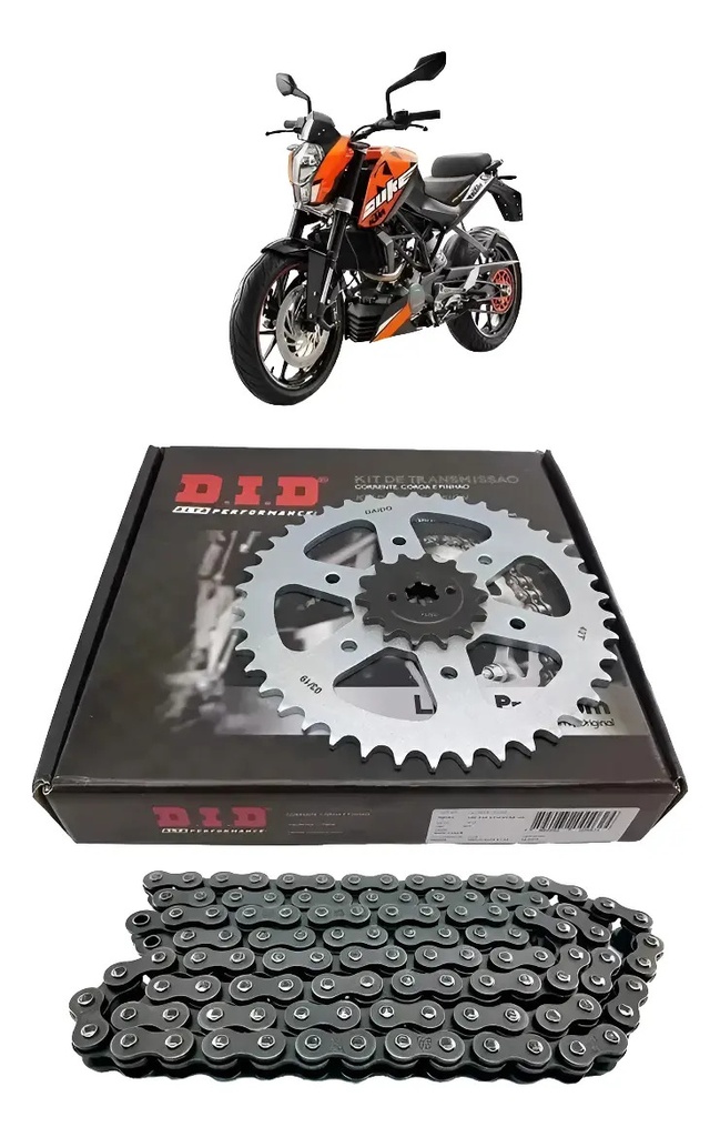 Kit Transmision Did Ktm 200 Piñon Corona Cadena Oring Rpm Gris