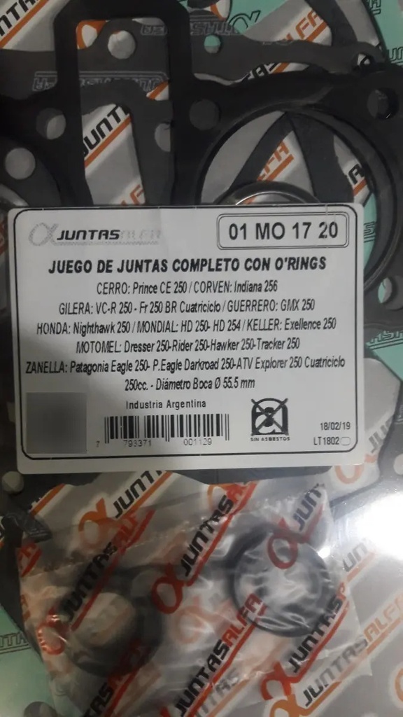 Juego De Juntas Completo Oring Honda Nighthawk  250 Alfa