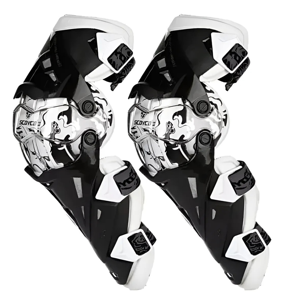 Rodilleras Articuladas Moto Cross Enduro Scoyco K12 Rpm Blanco Único
