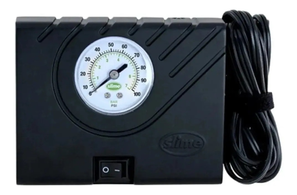 Inflador Compresor Portatil Slime Auto Moto Bici Cuatri 12 V Negro 12v Monofásica