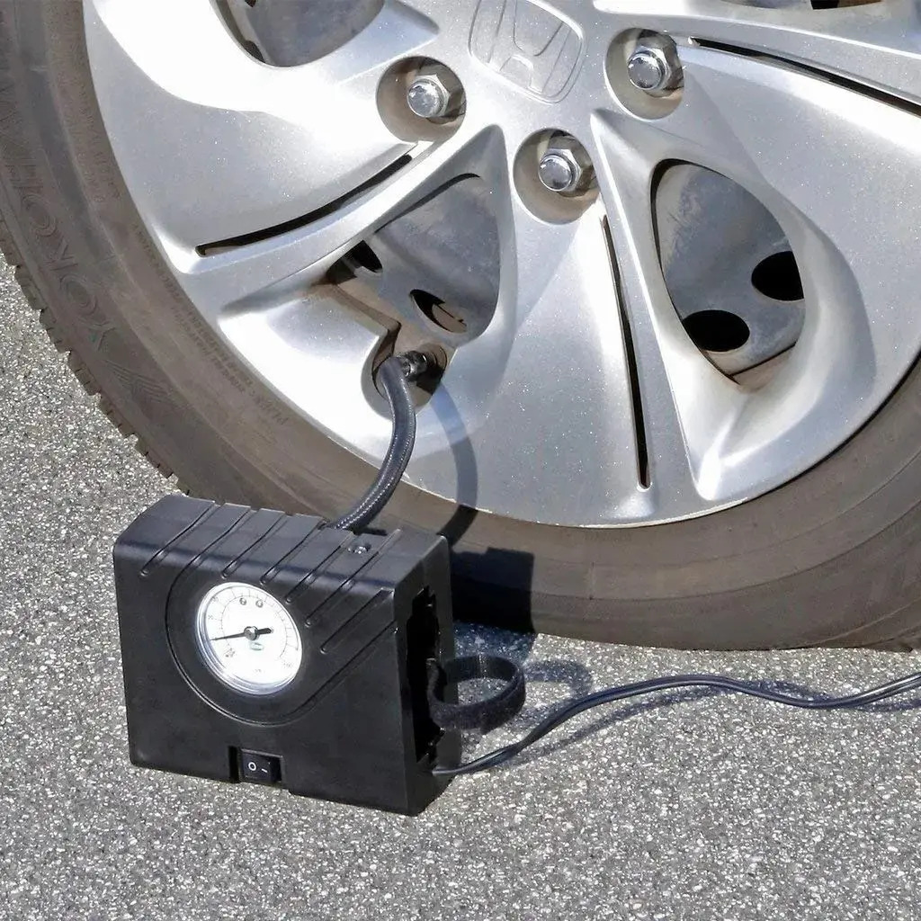 Inflador Compresor Portatil Slime Auto Moto Bici Cuatri 12 V Negro 12v Monofásica