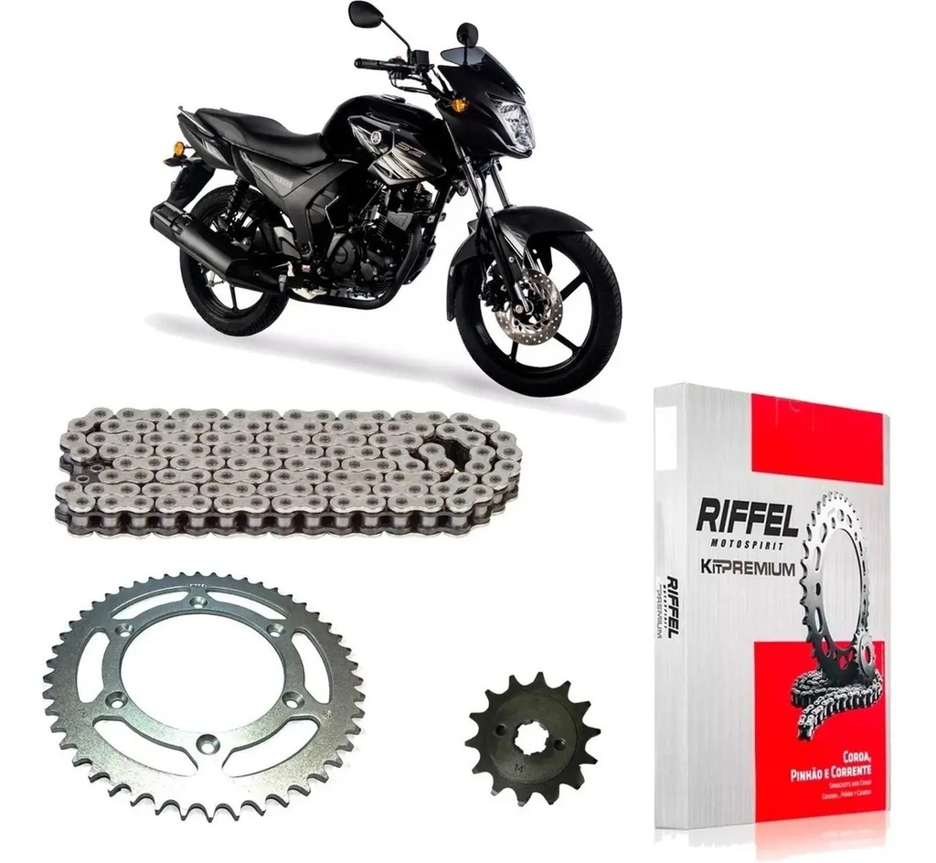 Transmision Riffel Yamaha Sz 150 Piñon Corona Y Cadena Gris