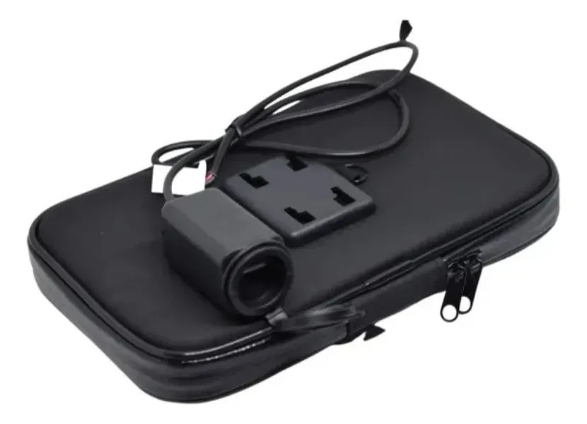 Porta Celular Funda Proteccion Moto Soporte Para Espejo Usb Negro