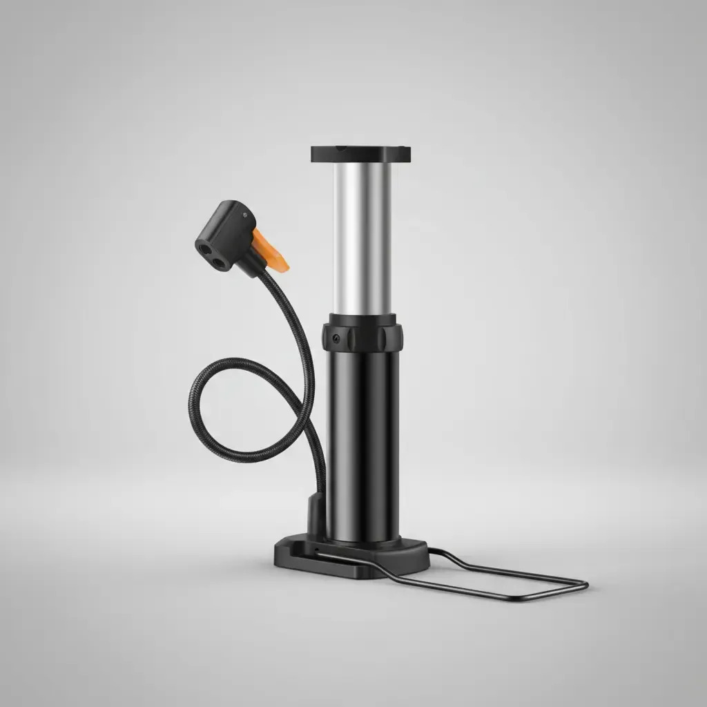 Inflador De Pie Qkl Con Accesorios Bicicleta Auto  Negro