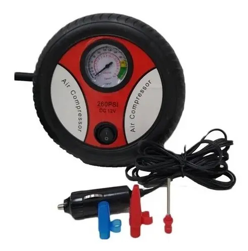 Compresor De Aire Mini Batería Portátil Mc01 Redondo 260psi Negro Monofásica