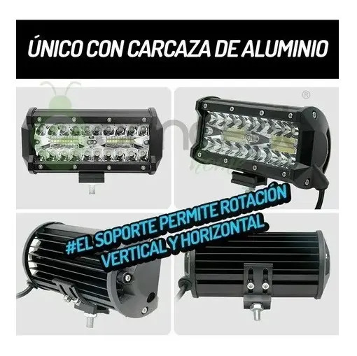 Faro Auxiliar Led Moto Auto Con Soportes 120w Cree