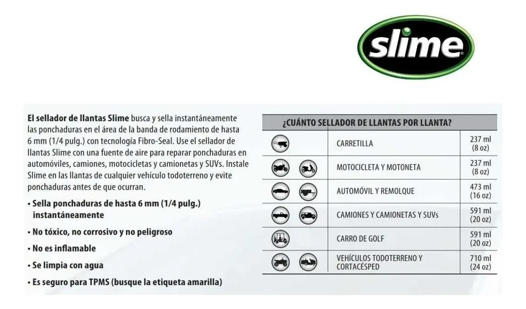 Slime Sellante Cubiertas Sin Cámara 1 Galón Con Bomba Rpm