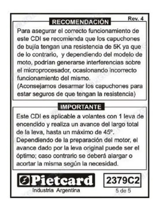 Cdi Programable Digital 2379c2 Pietcard Magneto. Con Corte 