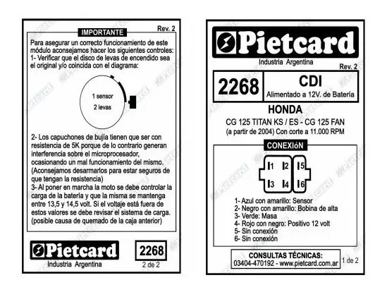 Cdi Pietcard ( Corte 11000 ) Honda Cg Titan 125 Fan Ks 2268