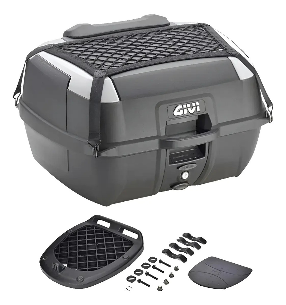 Baul Trasero 2 Cascos Moto B45+ Givi Con Red Rpm Negro