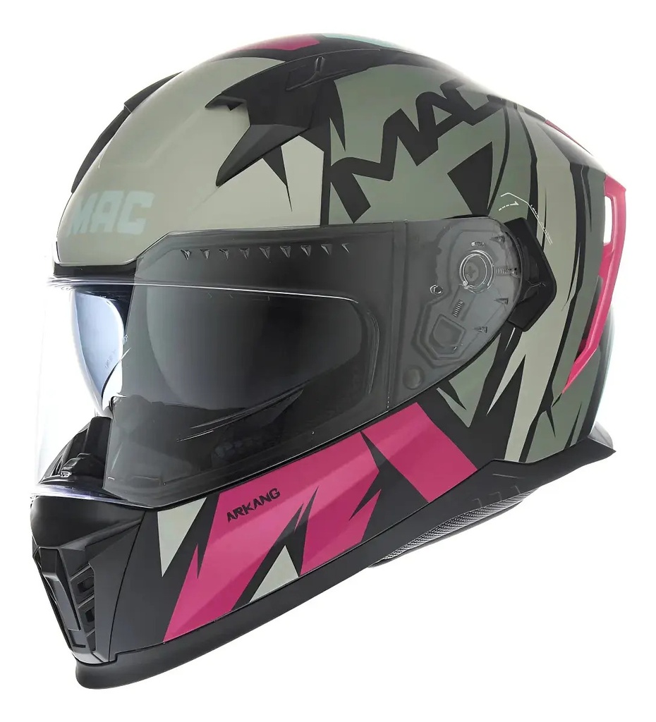 Casco Moto Integral Mac 069 Force Doble Visor Rpm Rosa Arkang Mate Xxl