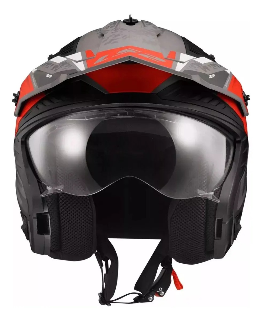 Casco Moto Abierto Mentonera Desmontable Ls2 606 Drifter Rpm Gris/rojo Devor Mate S