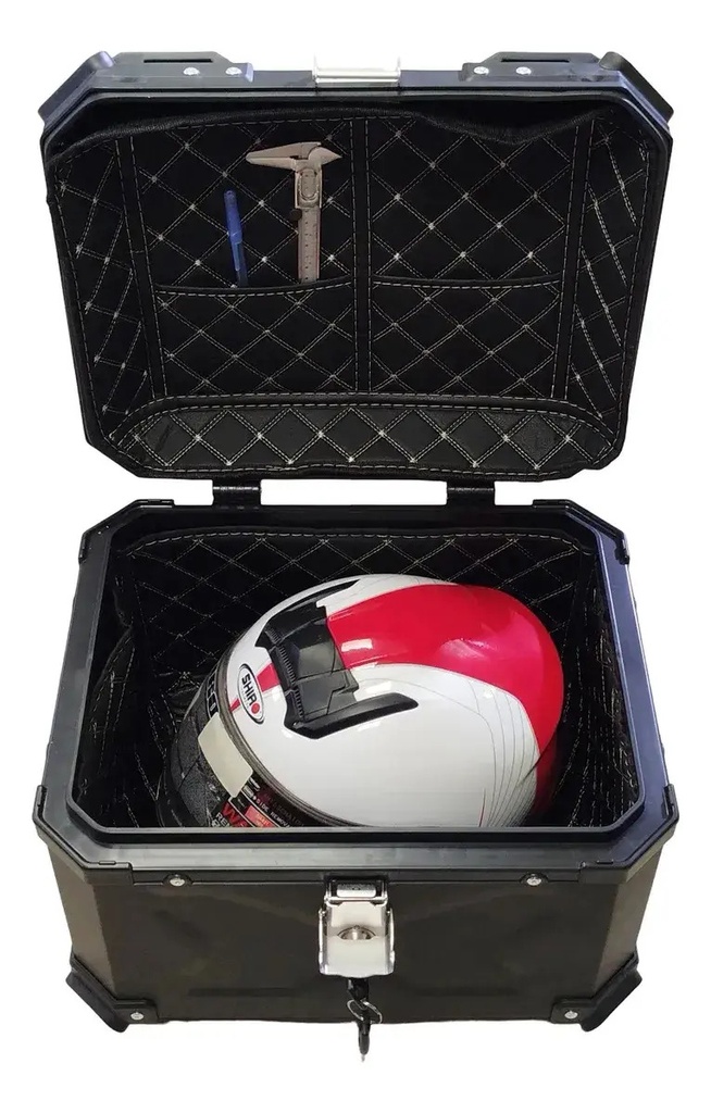 Baúl Moto Universal 45l Trasero Baúl Porta Objetos Negro