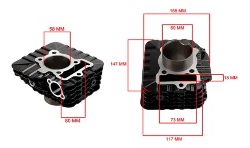 Kit Cilindro + Piston 58mm Para Bajaj Rouser Ns 160 Std