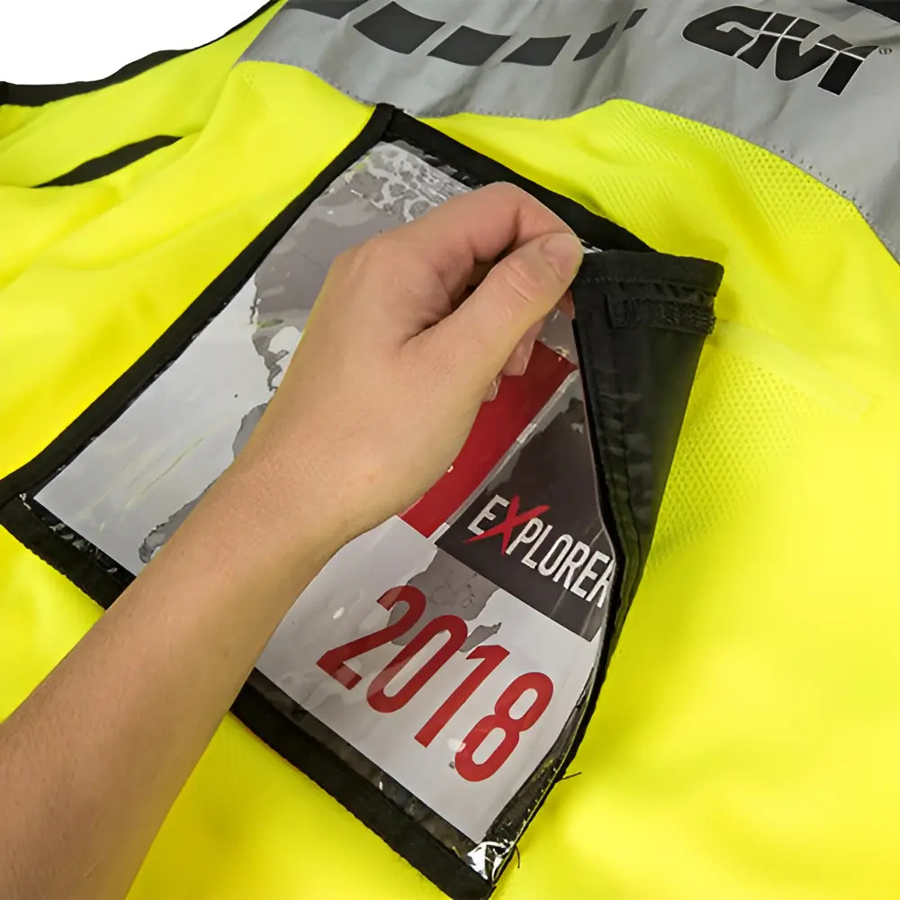 Chaleco Moto Reflectivo Fluo Porta Patente Givi Rpm Amarillo L-xl