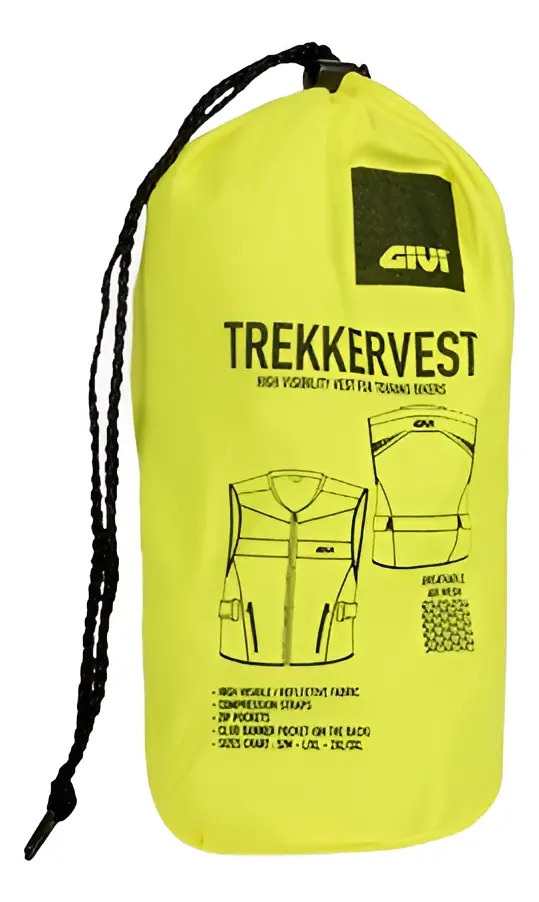 Chaleco Moto Reflectivo Fluo Porta Patente Givi Rpm Amarillo L-xl