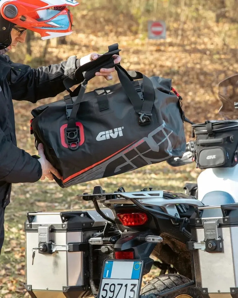 Bolso Trasero Moto Givi Ea115gr 100% Impermeable 40 Litros Negro/rojo