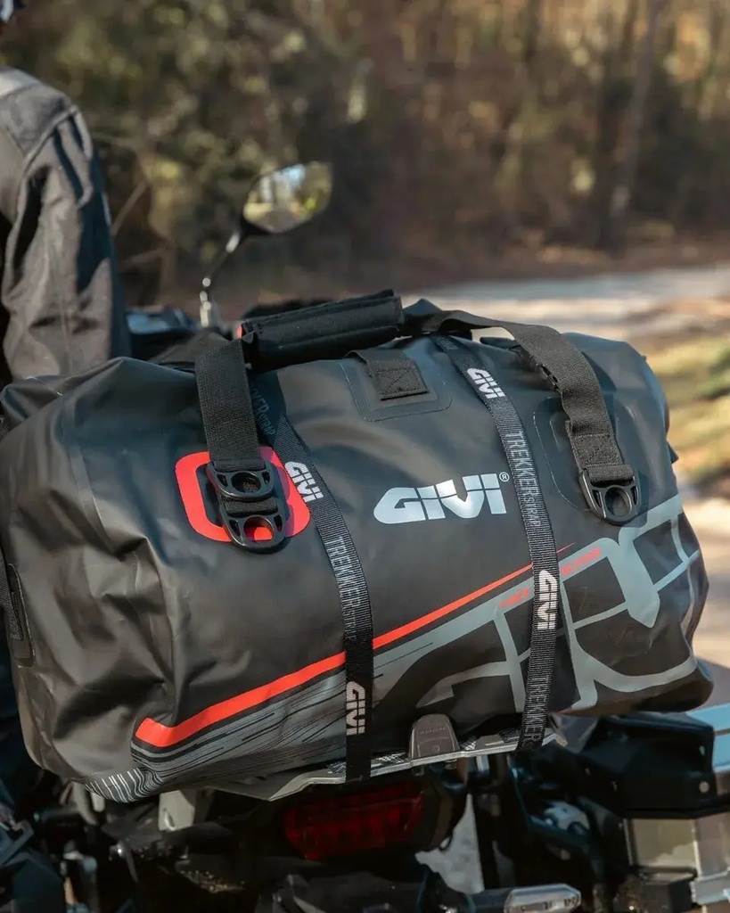 Bolso Trasero Moto Givi Ea115gr 100% Impermeable 40 Litros Negro/rojo