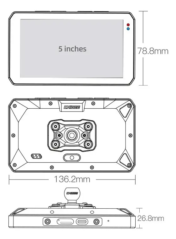 Pantalla Inteligente Moto Universal Chigee Aio-5 Play Rpm Negro