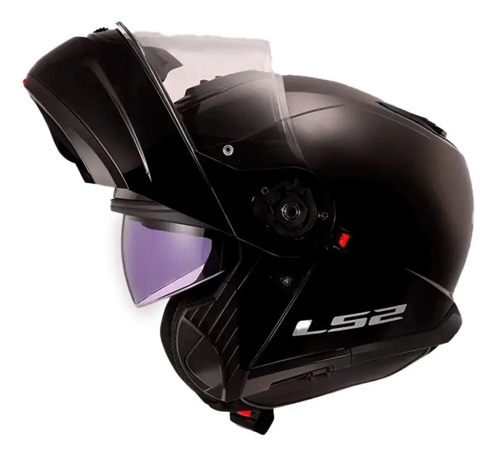 Casco Moto Rebatible Ls2 908 Strobe 2 Doble Visor Rpm Negro Solid Mate Xl