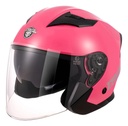 Casco Abierto Punto Extremo Rosa Brillante Xr200 Doble Visor