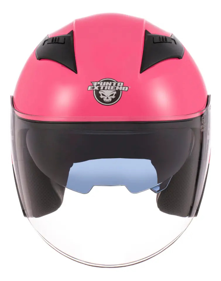 Casco Abierto Punto Extremo Rosa Brillante Xr200 Doble Visor