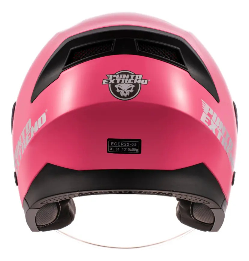 Casco Abierto Punto Extremo Rosa Brillante Xr200 Doble Visor