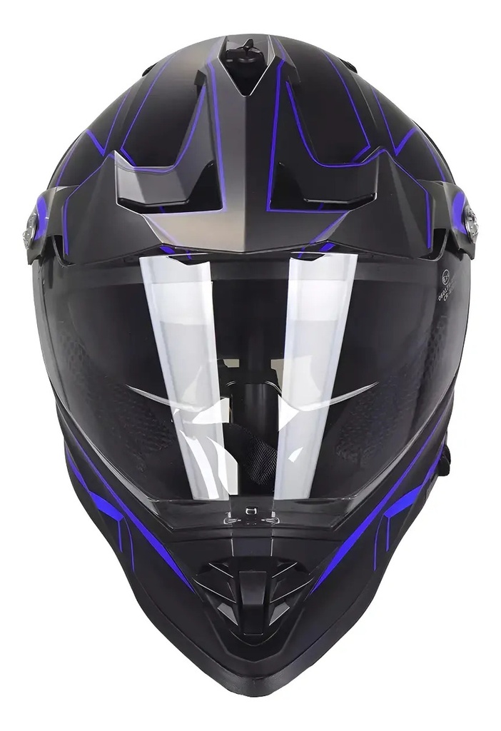 Casco Moto Enduro Cross Gp23 Cr800 Azul Mate Doble Visor