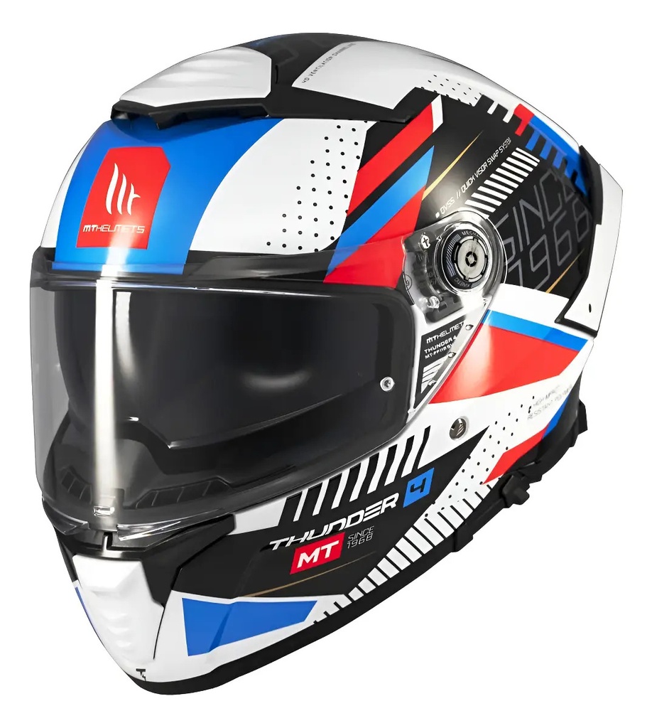 Casco Moto Integral Mt Thunder 4 Doble Visor Rpm Azul Luminence A7 Brillante Xl