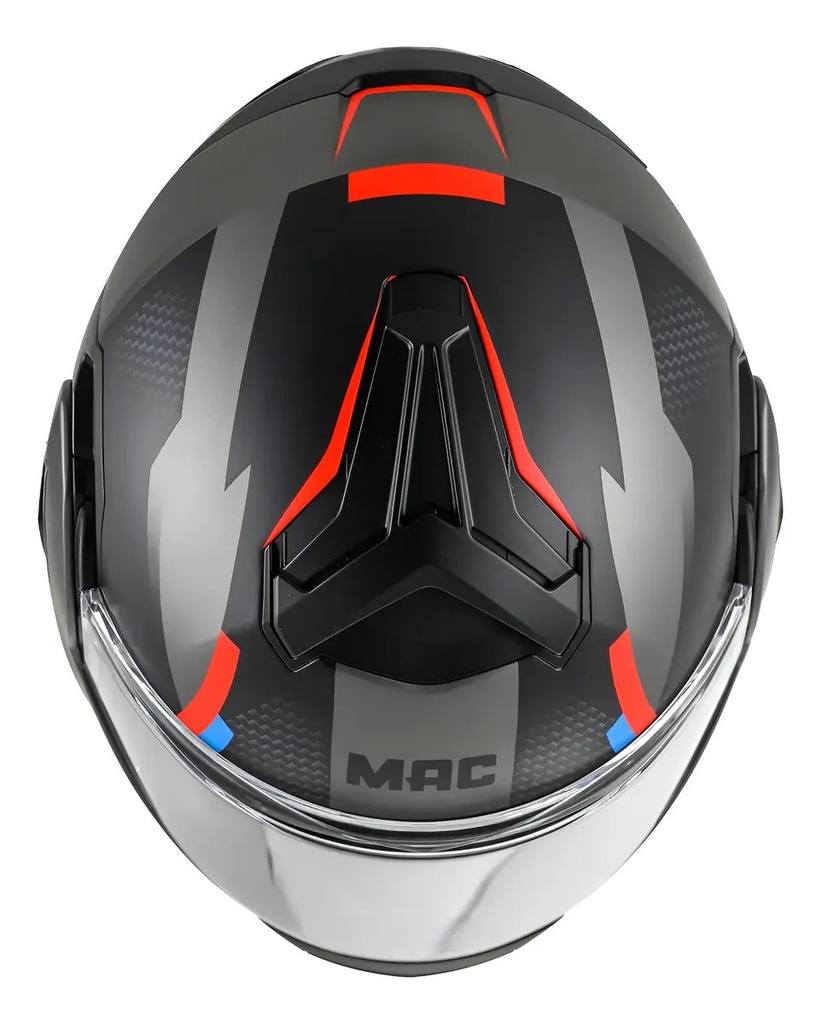 Casco Moto Rebatible Mac Ff628 Eclipse Doble Visor Rpm Negro/plateado Vartell Mate M