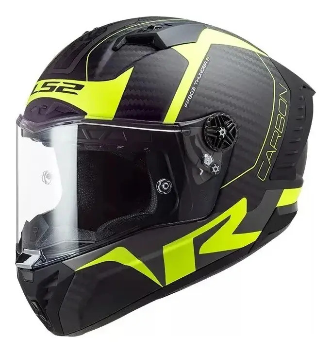 Casco Moto Integral Ls2 805 Thunder Racing Carbono Mate Rpm Negro/amarillo Thunder Racing Mate L