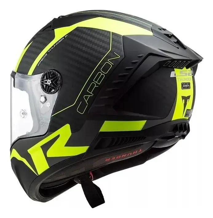 Casco Moto Integral Ls2 805 Thunder Racing Carbono Mate Rpm Negro/amarillo Thunder Racing Mate L