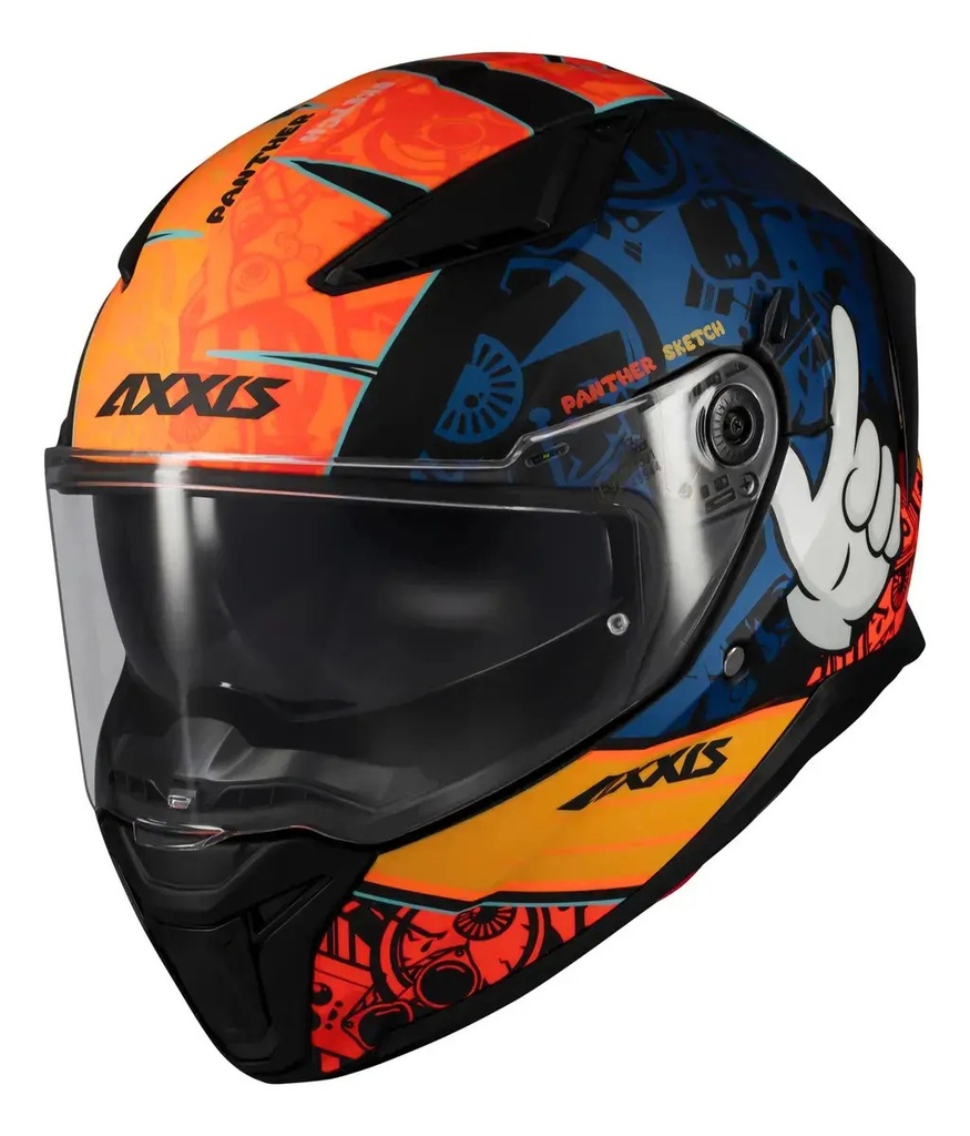 Casco Moto Integral Axxis Panther Sv Sketch Brillante Rpm Naranja Sketch B4 Brillante Xl
