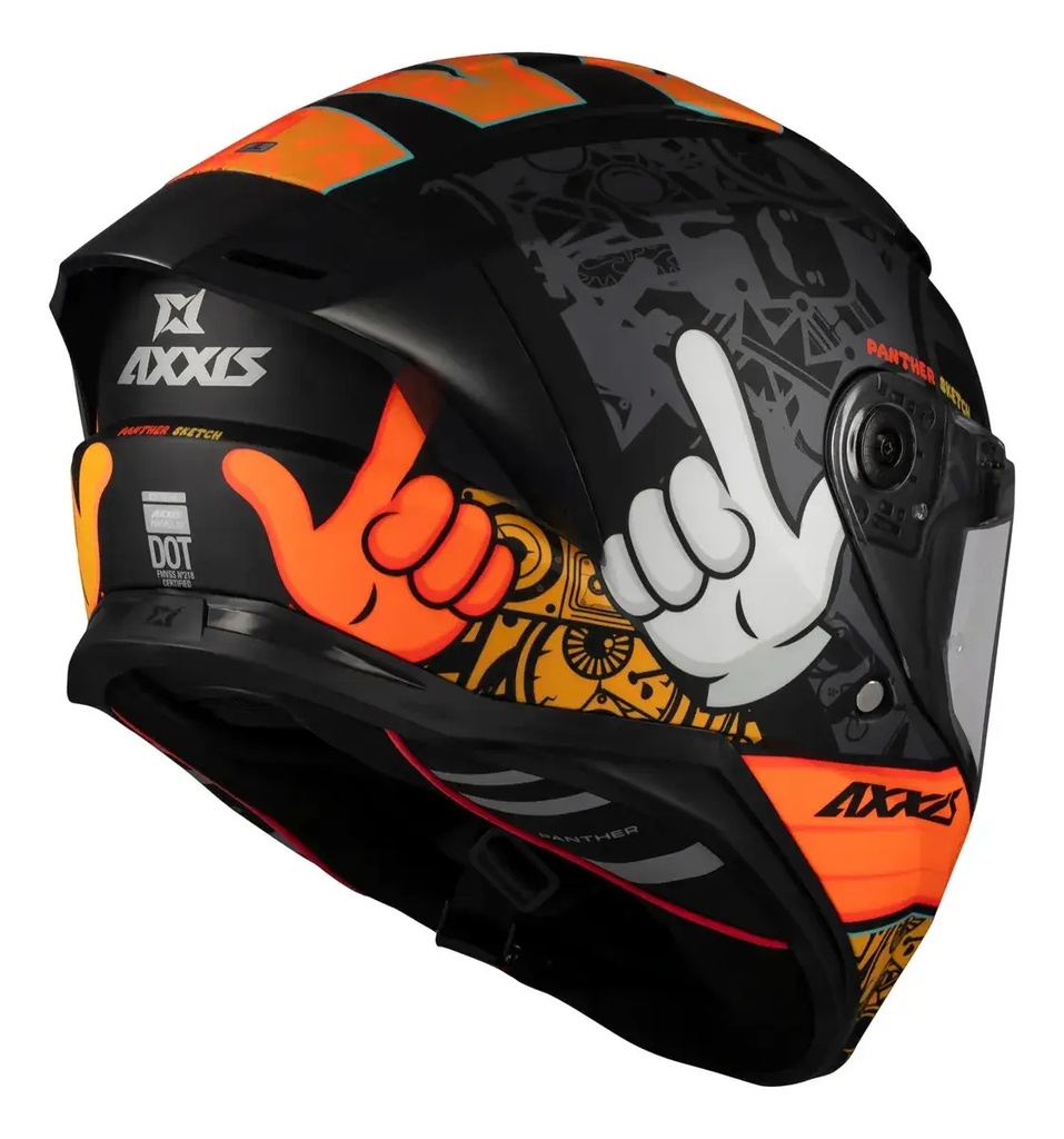 Casco Moto Integral Axxis Panther Sv Sketch Brillante Rpm Naranja Sketch B4 Brillante M