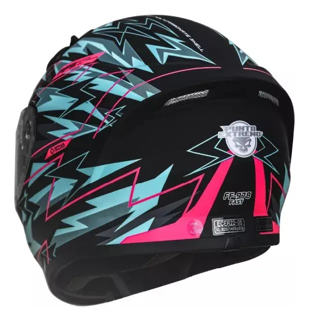 Casco Moto Integral Punto Extremo Fast 978 Celeste Rpm