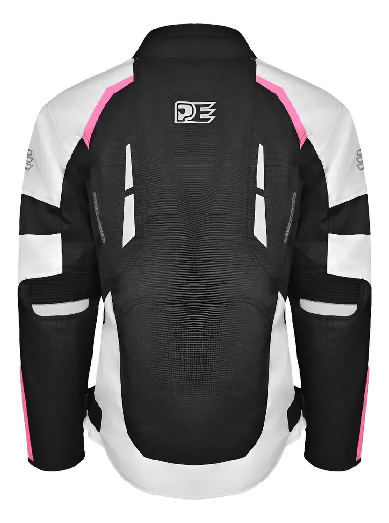 Campera Moto Punto Extremo Pk-02 Con Protecciones Rpm Rosa Blanco Cordura Xl