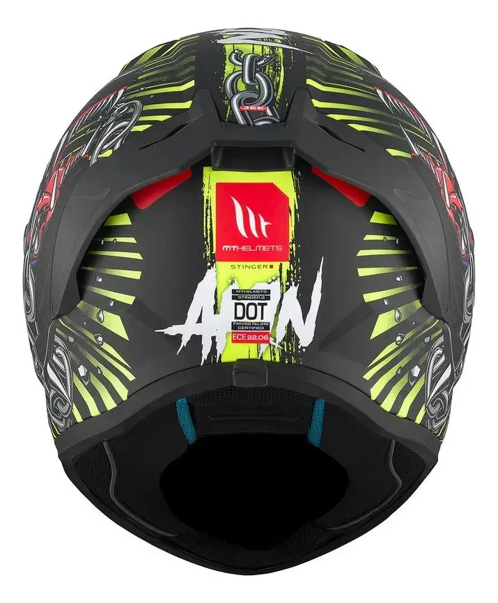 Casco Moto Integral Mt Stinger 2 Con Spoiler Rpm Negro/amarillo Akin A3 Mate Xl