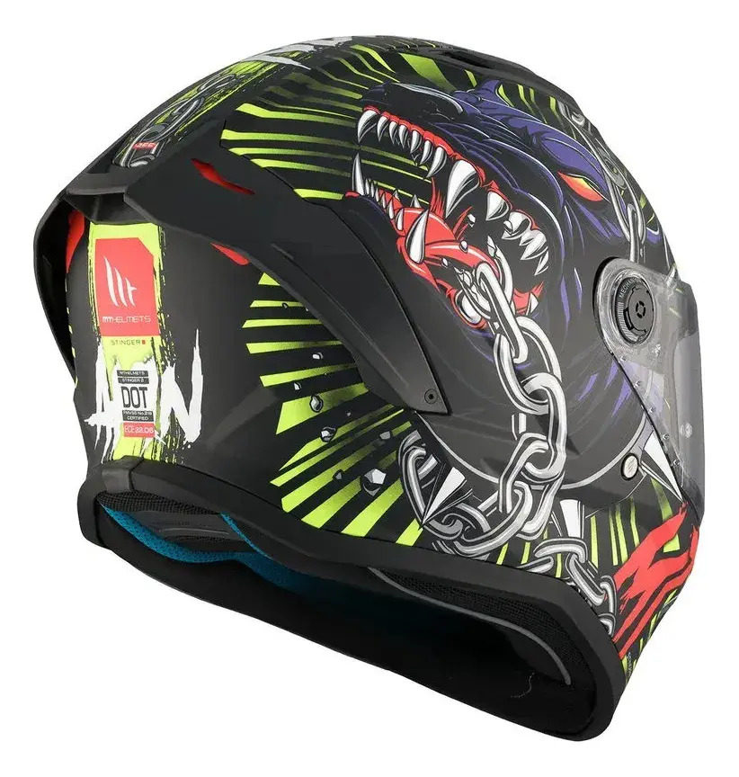Casco Moto Integral Mt Stinger 2 Con Spoiler Rpm Negro/amarillo Akin A3 Mate Xl